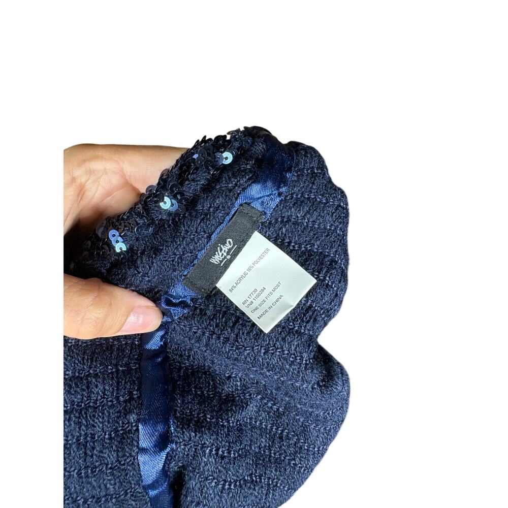 Womens Sequin Navy Blue Accessories- OSFM- Hat Beret- 2012- stretch band - Picture 5 of 5
